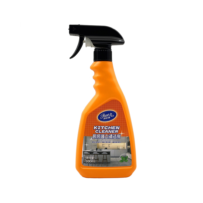 What is the chemical dissolution process of a strong kitchen cleaner when removing burnt stains?